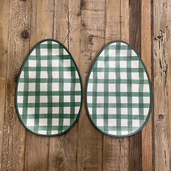 Count / 2 Melamine Egg Shaped Serving Plates NWT - Picture 1 of 2
